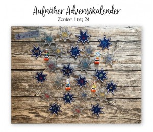 Stickserie - ITH Adventskalender Aufnäher 7-zackiger Stern Zahlen